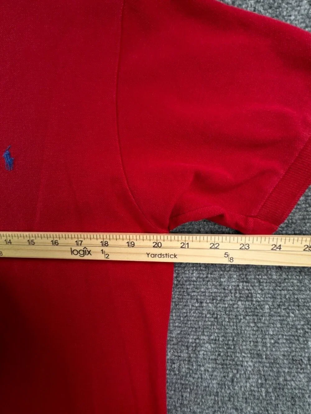 VTG Polo Ralph Lauren EXTRA LONG Large Red Short Sleeve Polo Shirt USA Cotton